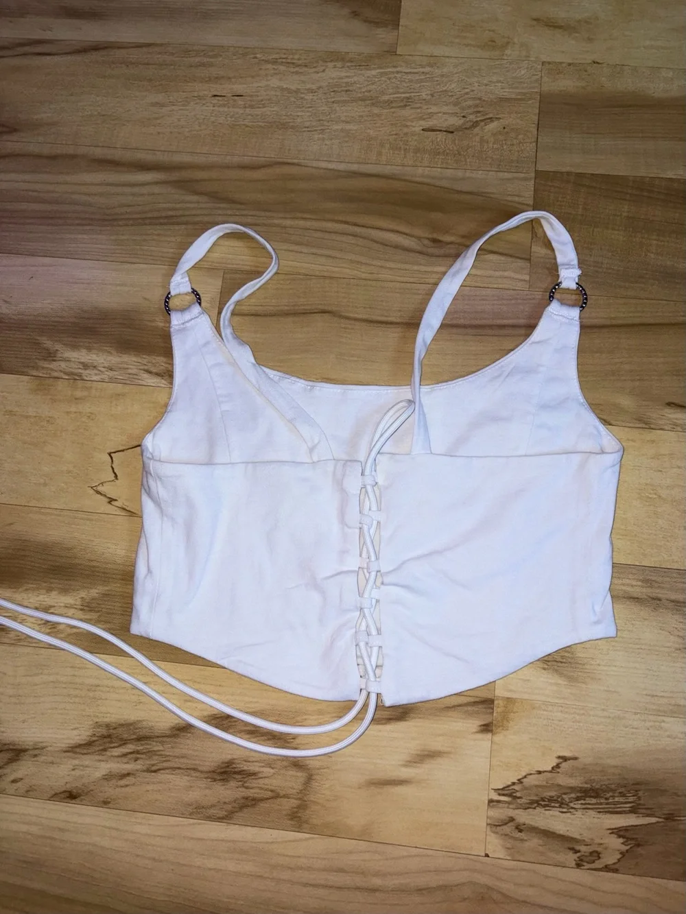 Derek Heart White Cropped Camisole with Adjustable Rings